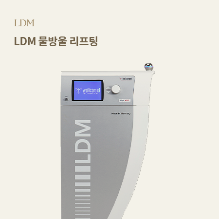 [LDM LDM 물방울 리프팅] [고밀도초음파, 수분충전, 피부장벽강화]
                            고밀도 초음파 에너지가 피부 장벽을 강화하고 수분을 진피층으로 끌어올려 줍니다. 트러블 진정은 물론 시술 후 건강하고 촉촉한 피부 환경을 만들어주는 관리 장비입니다.